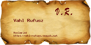 Vahl Rufusz névjegykártya